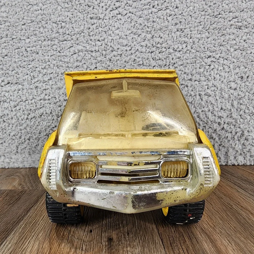 Vintage Tonka Mini Mighty Dump Truck Pressed Steel Yellow Construction Toy 1970s